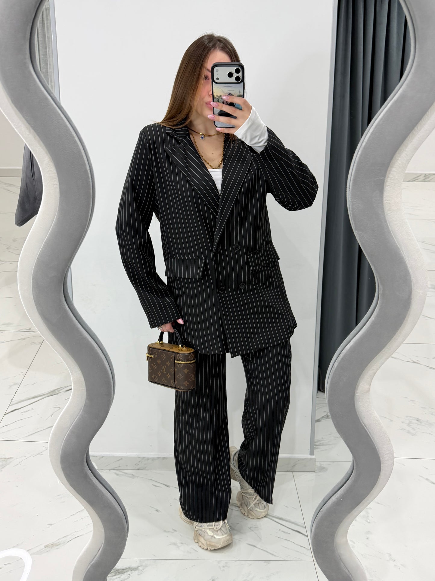 Tailleur Gessato Nero