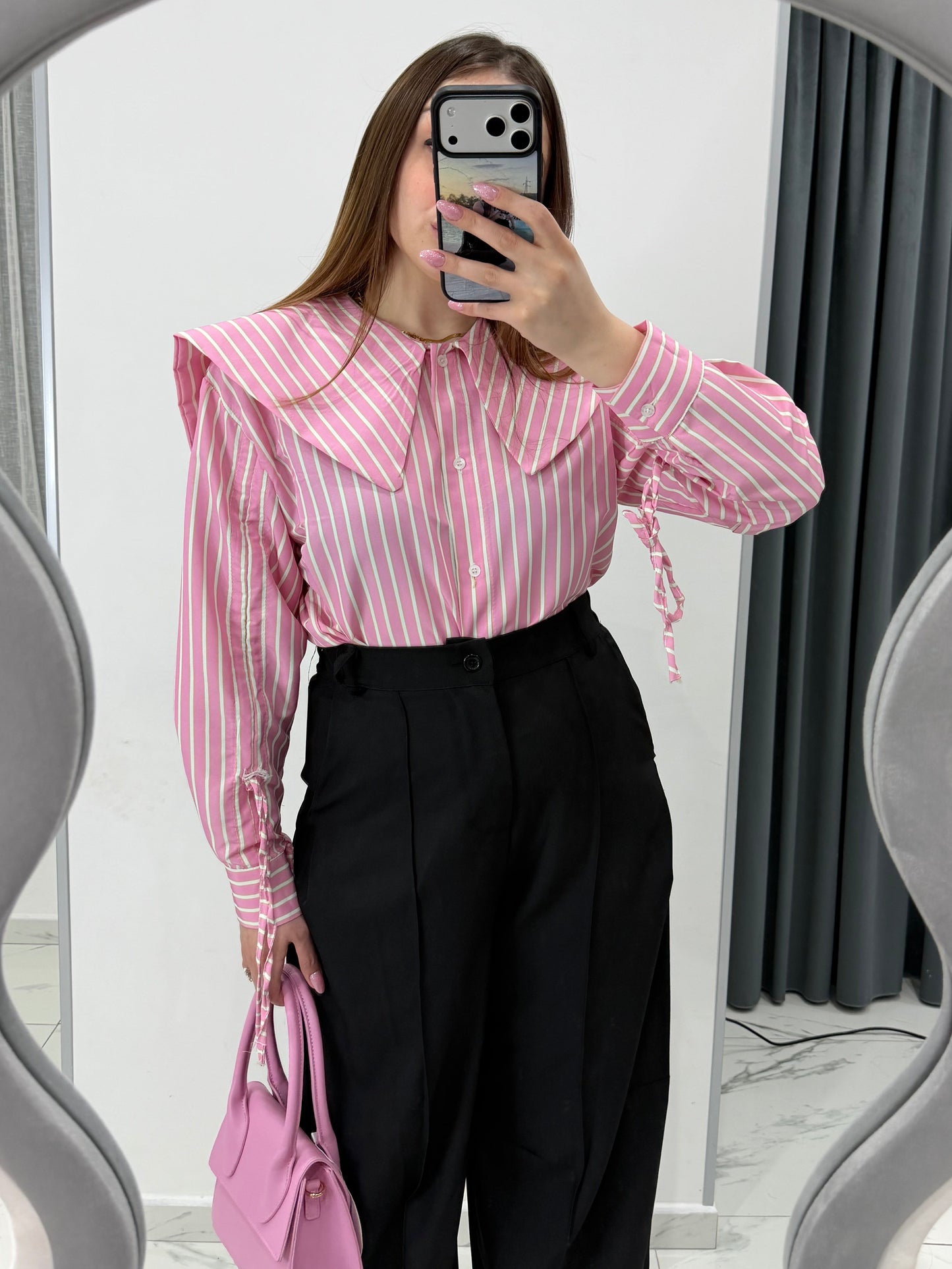 CAMICIA CON COLLETTO ROSA