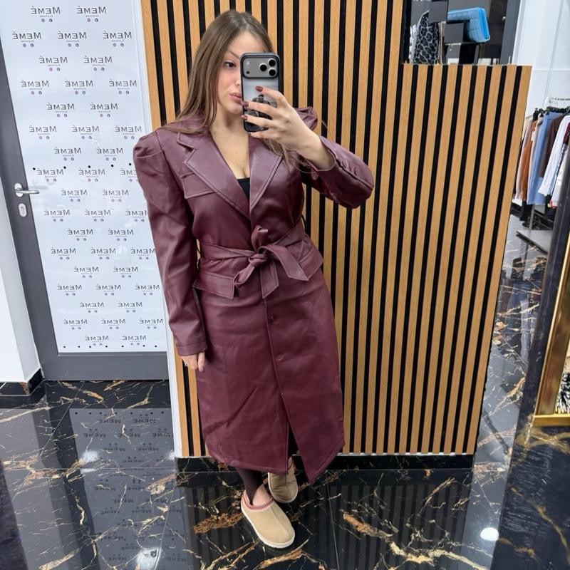 Trench Ecopelle Nero e Bordeaux