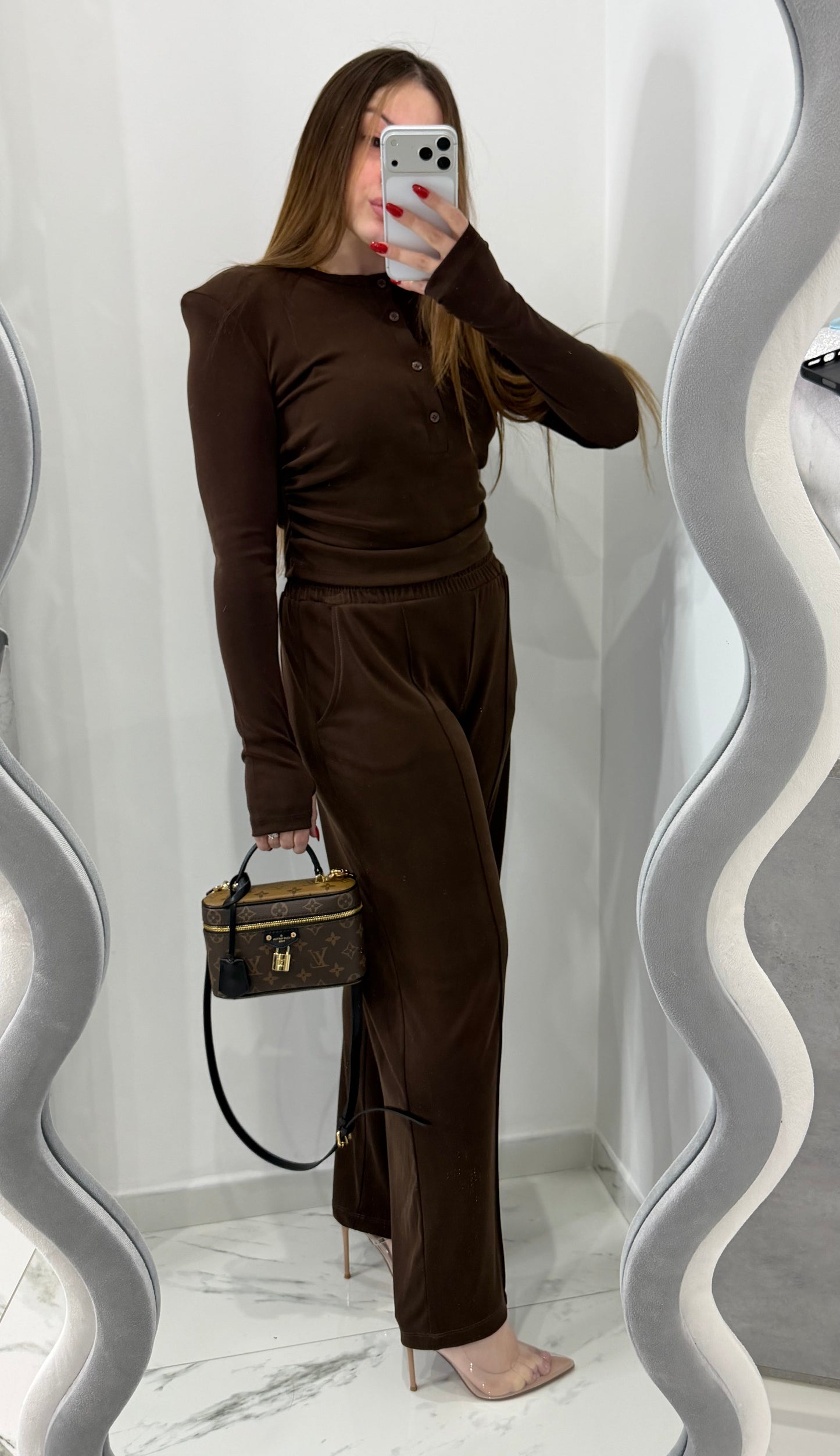 COMPLETO JUSTW 2.0 CON BOTTONCINI MARRONE