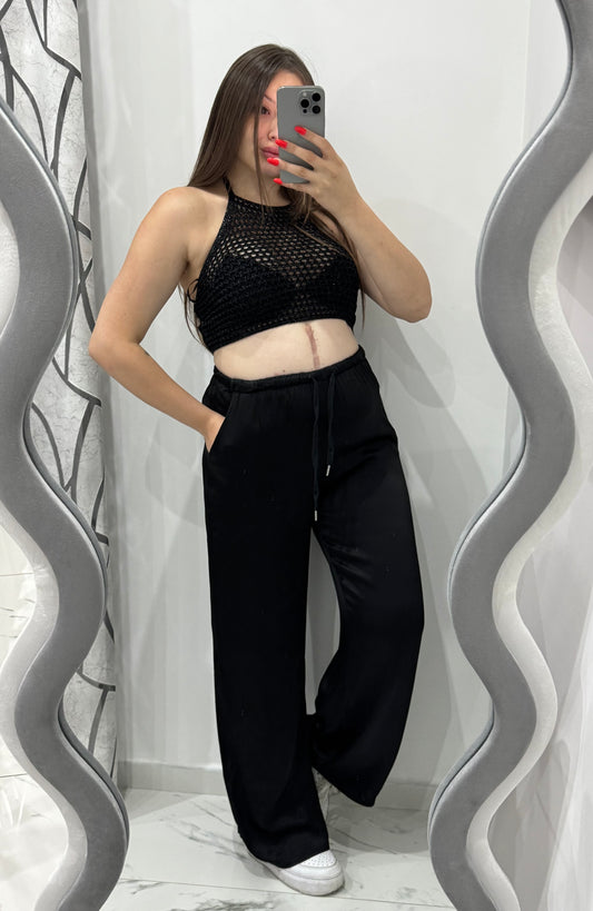 PANTALONE SATIN NERO