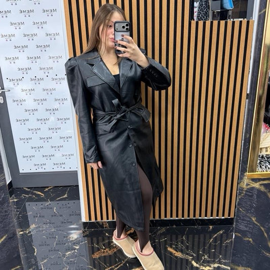 Trench Ecopelle Nero e Bordeaux