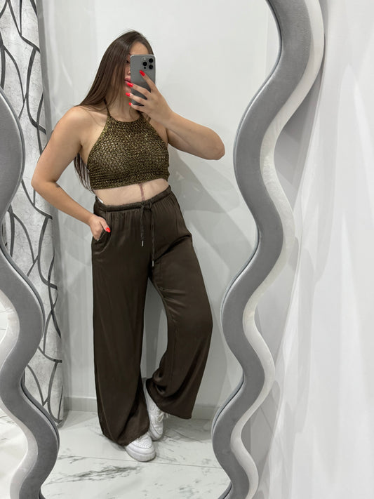 PANTALONE SATIN MARRONE