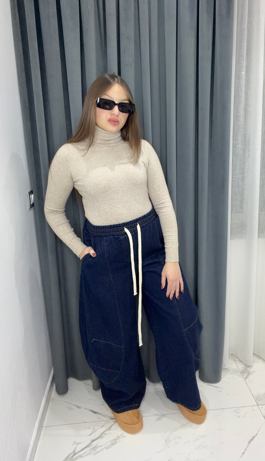 PANTALONE BALLON in Jeans Blu con Design Unico e Distintivo Taglia Unica Adatti per Vari Occasioni